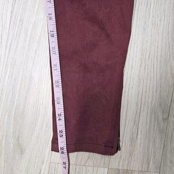 Umgee Womens Maroon Pull On Jeggings Textured Small Zip Ankle - Picture 4 of 9